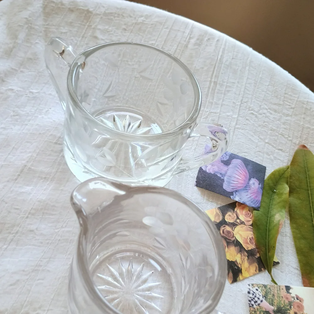 Elegant Clear Glass Creamer and Sugar Set